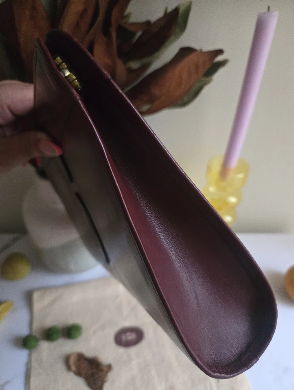 Vintage Cartier Burgundy Leather Portfolio Clutch Bag